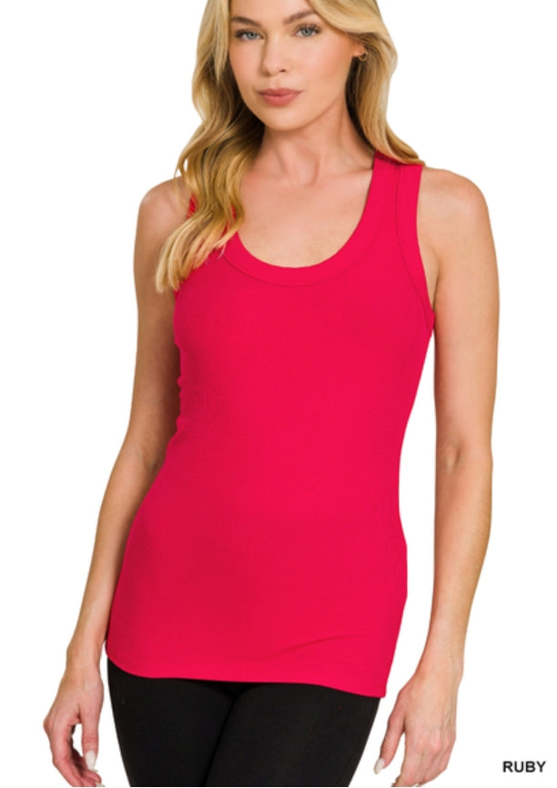ZENANA Ribbed scoop neck tank top