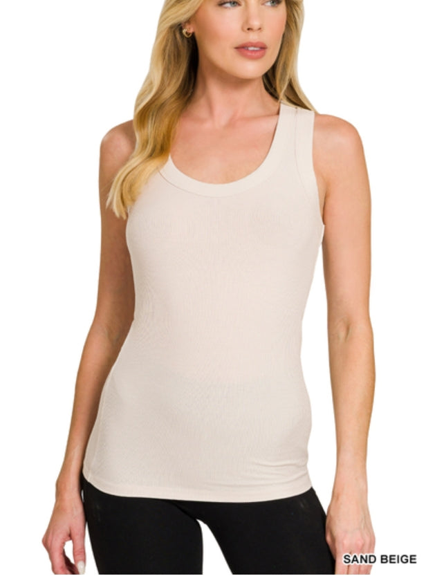 ZENANA Ribbed scoop neck tank top