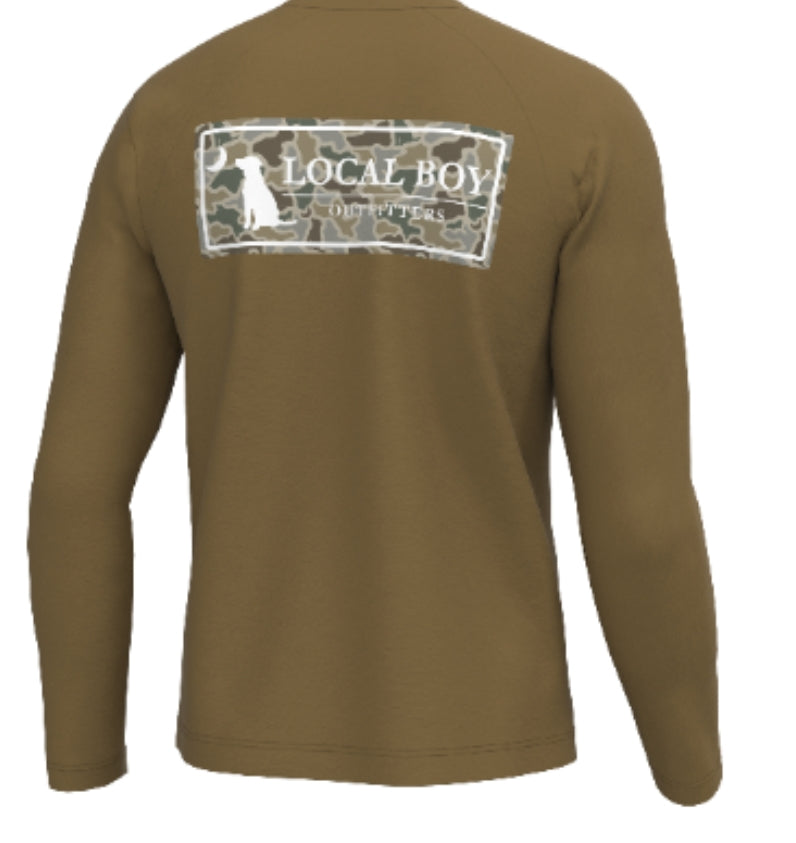 Graphic L/S Heather Blend Crew - Sand Dog & Moon Plate - LOCAL BOY