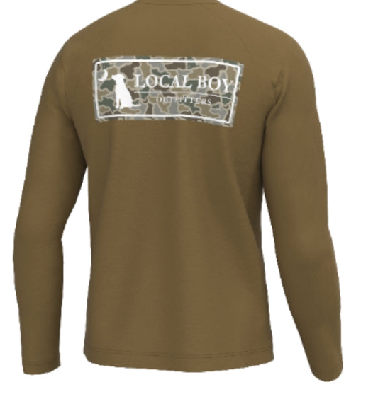 Graphic L/S Heather Blend Crew - Sand Dog & Moon Plate - LOCAL BOY