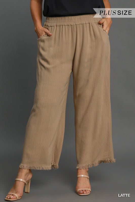 Linen Blend Plus Size Pants