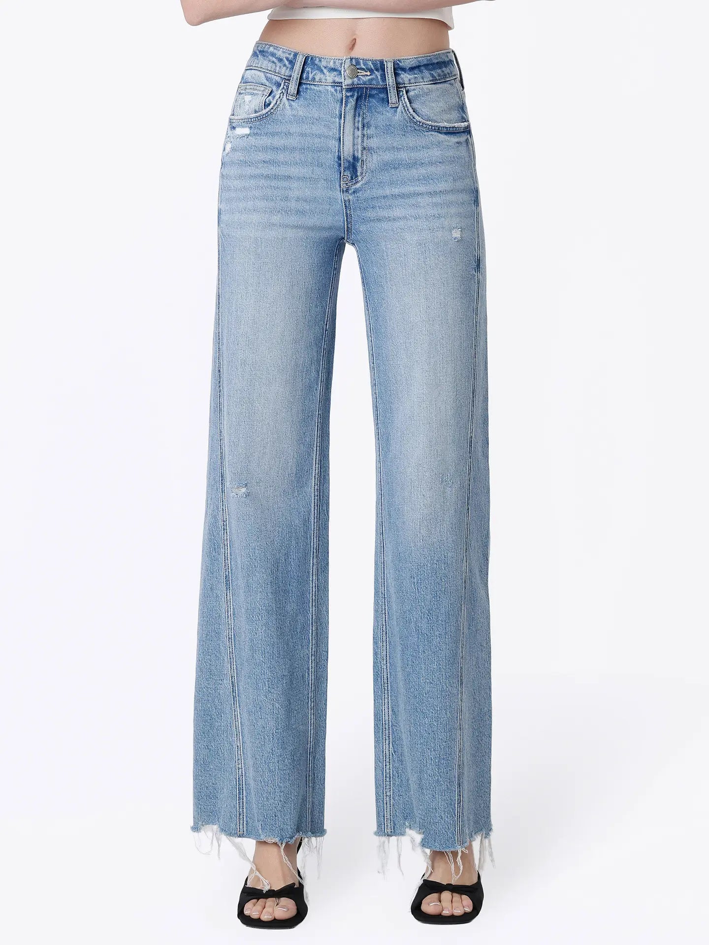High Rise Seam Detail Distressed Hem VERVET BY FLYING MONKEY