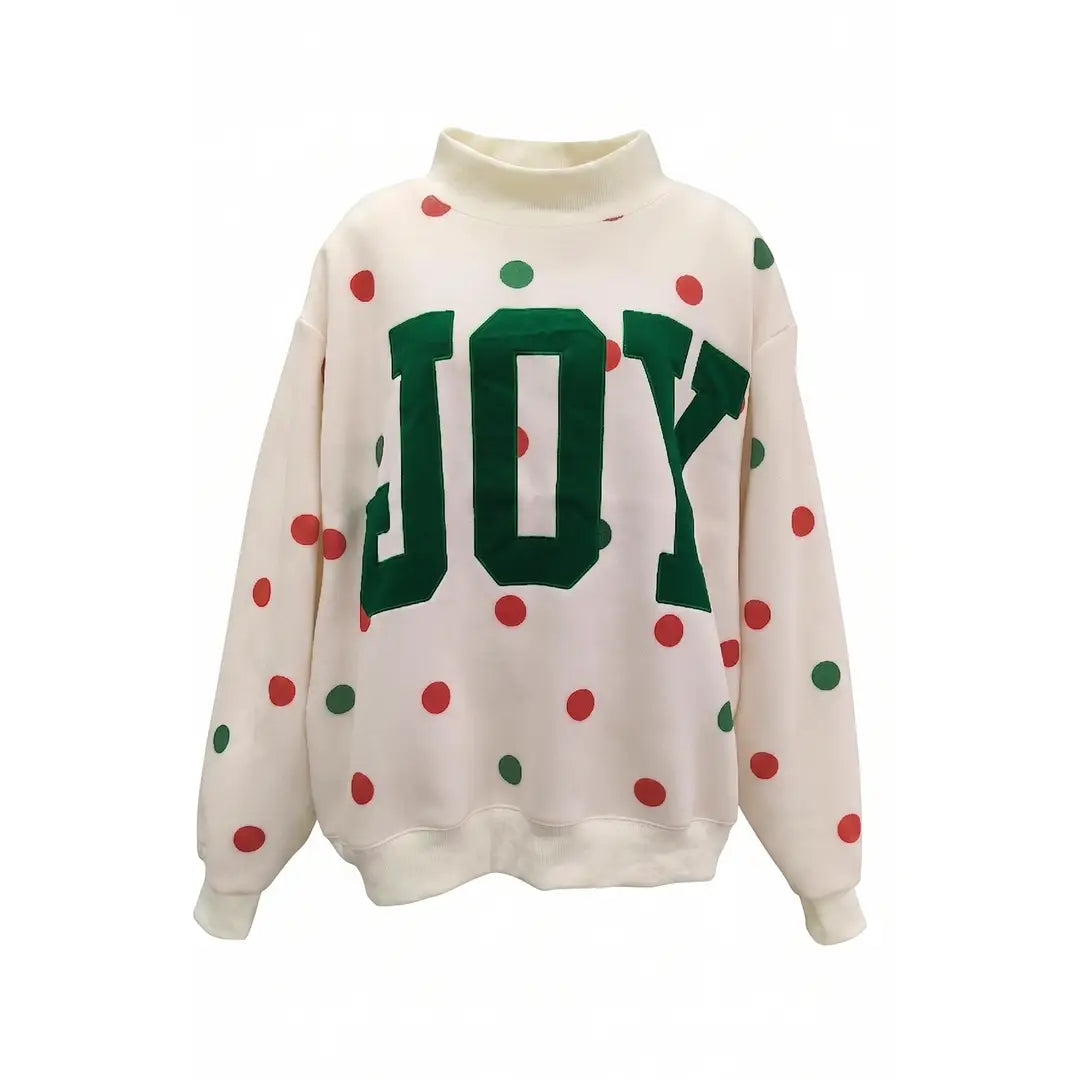 JOY Applique Patch Polka-Dot Sweatshirt