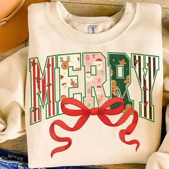 Merry Collage Holiday Graphic Sweatshirt
