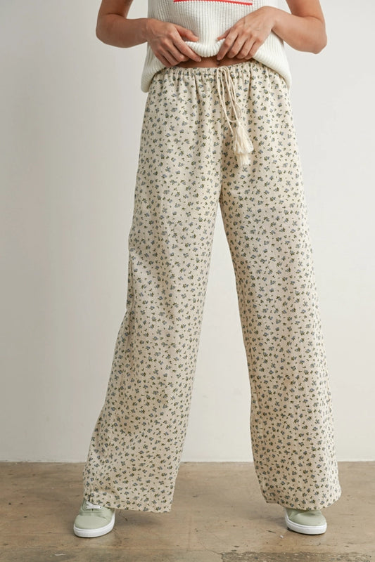 Floral Print Drawstring Pants