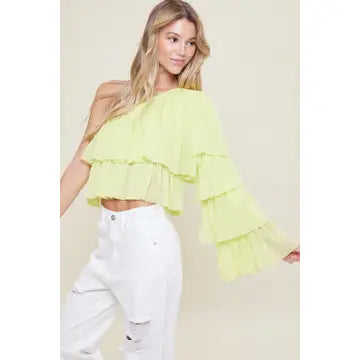 One Shoulder Tiered Sleeved Top