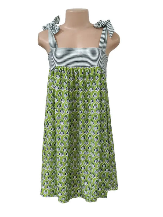 Odette Floral Sleeveless Tie Shoulder Straps Mini Dress