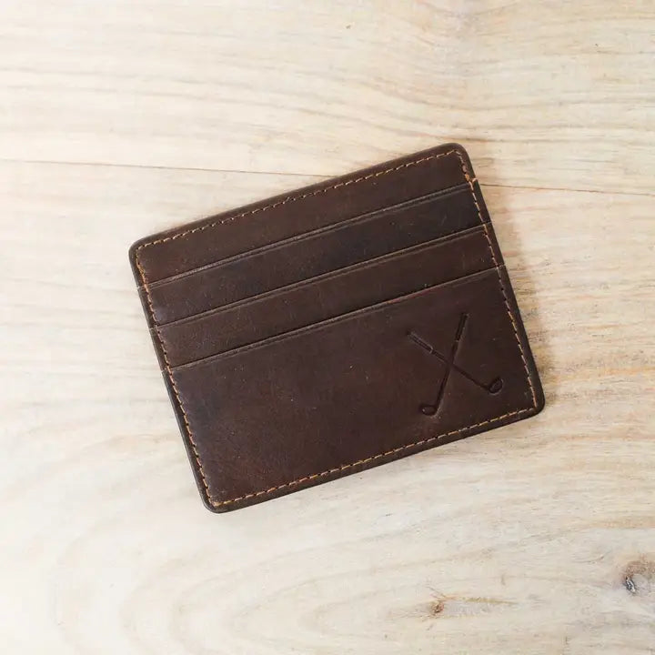 Leather Embossed Slim Wallet Dark Brown
