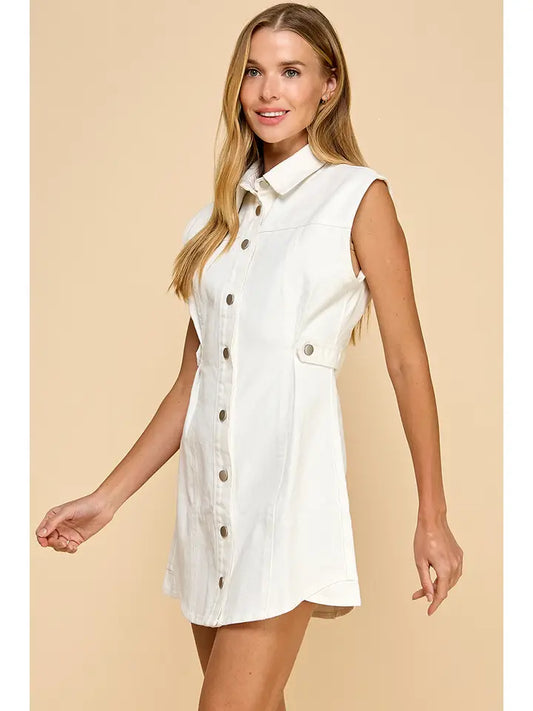 Denim Sleeveless Button Up Dress