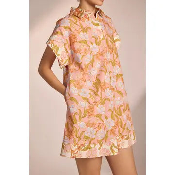 Floral Print Block Mini Dress