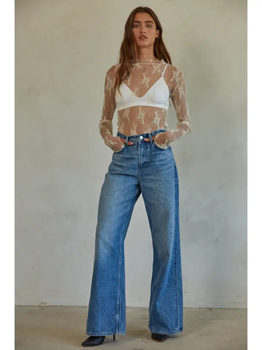 Knit Jacquard Lace Top