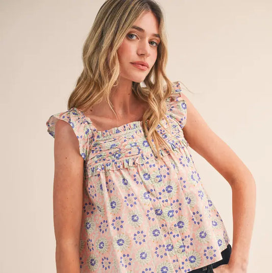 Ruffled Button Down Babydoll Top