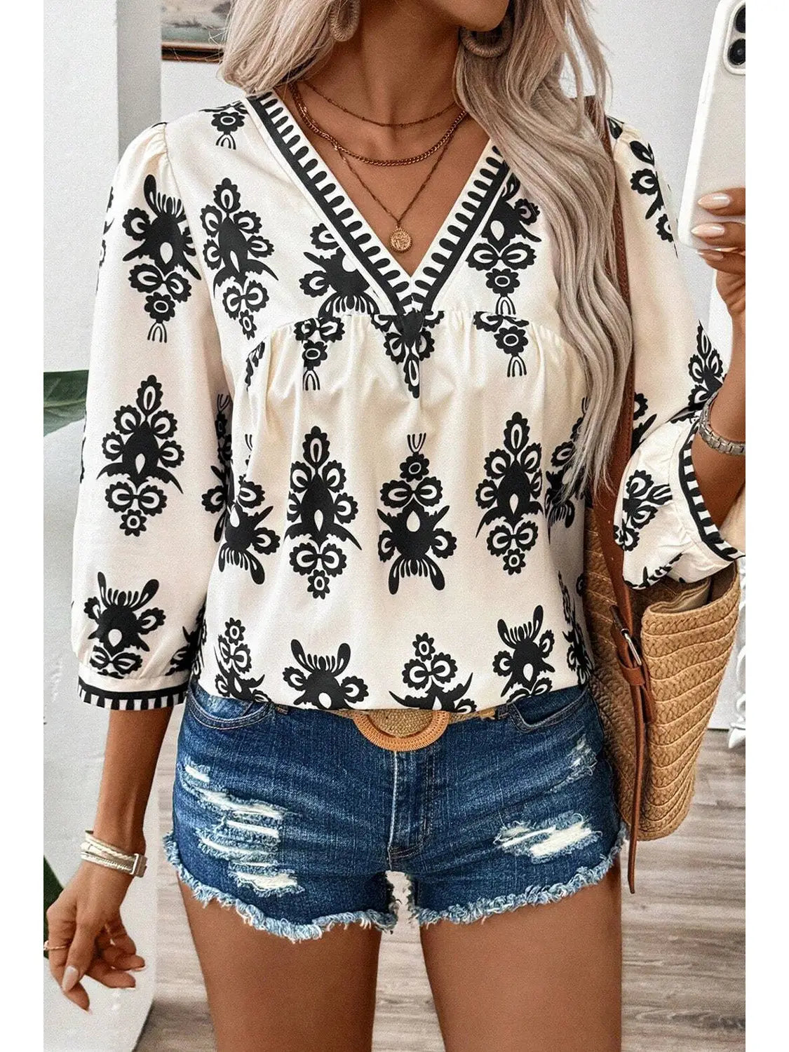 Black And White Blouse