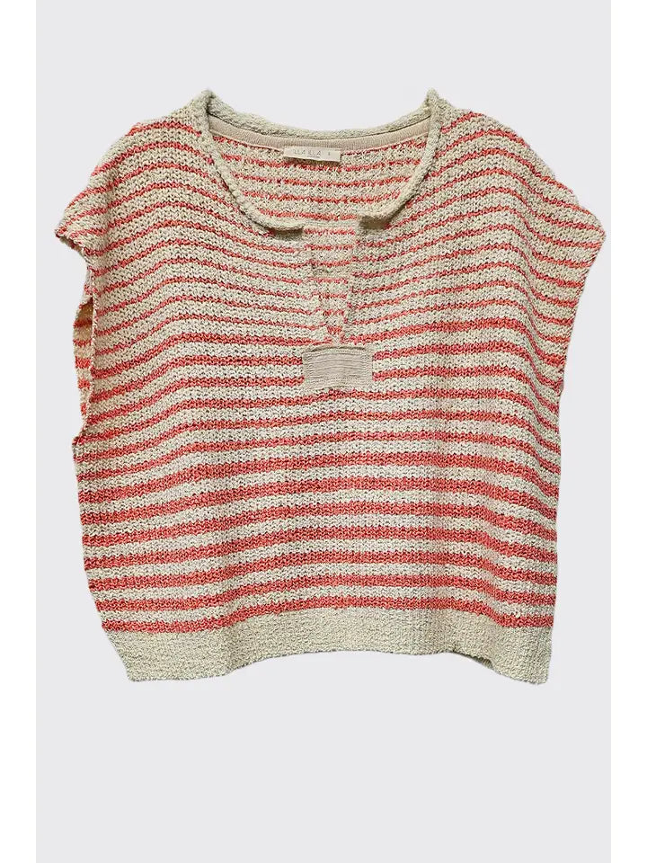 Striped Cap Sleeve Slouchy Sweater