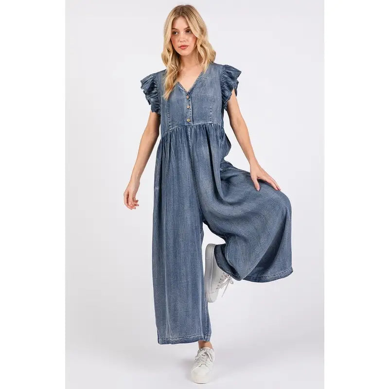 Washed Chambray Jumpsuit