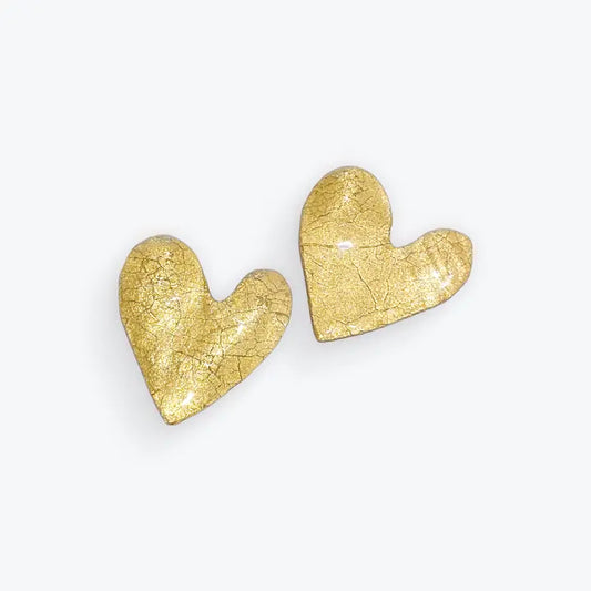 Oversized Gold Leafed Heart Earrings
