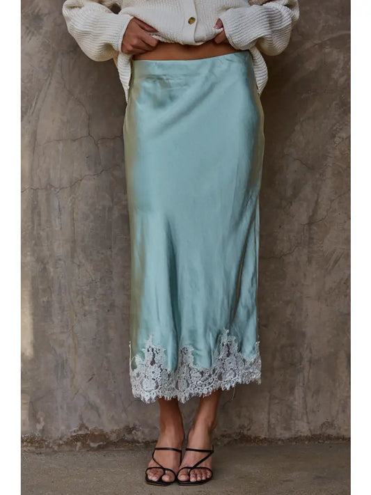 Woven Polyester Spandex Midi Skirt