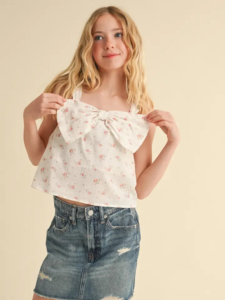 Tween Kids Girls Bow Front Sleeveless Top