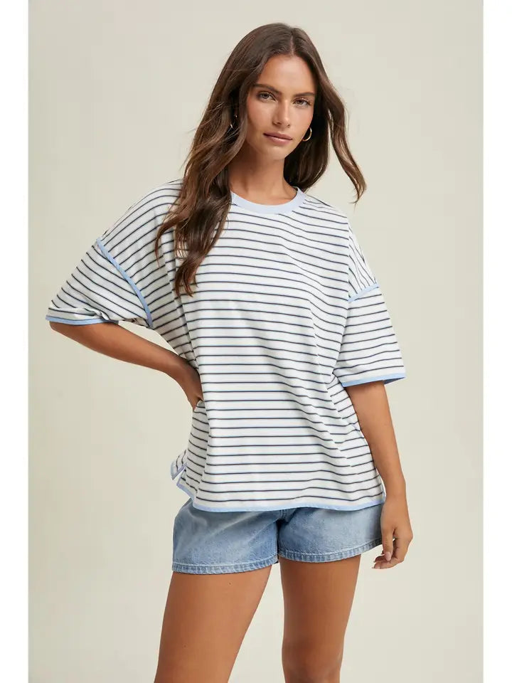 Contrast Striped Short Sleeve Tee