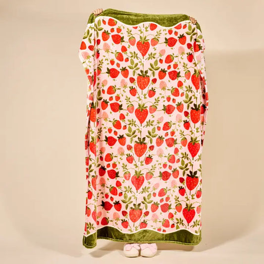 Snuggle Up Plush Blanket-Strawberry Fields