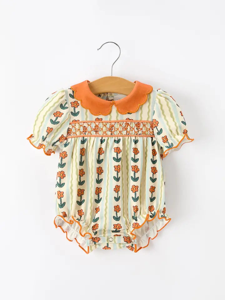Fall Smocked Baby Romper