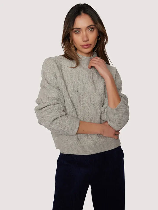 Viola Pullover - Fall Solid Cable Knit Mock Sweater