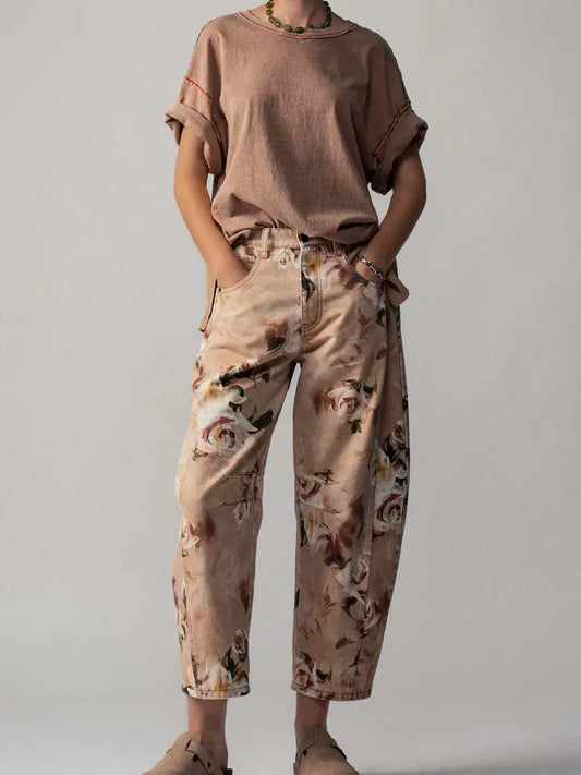 Contrast Stitch Mineral Wash Spring Oversized Tee