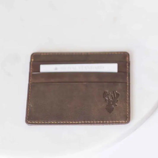 Leather Embossed Slim Wallet Dark Brown