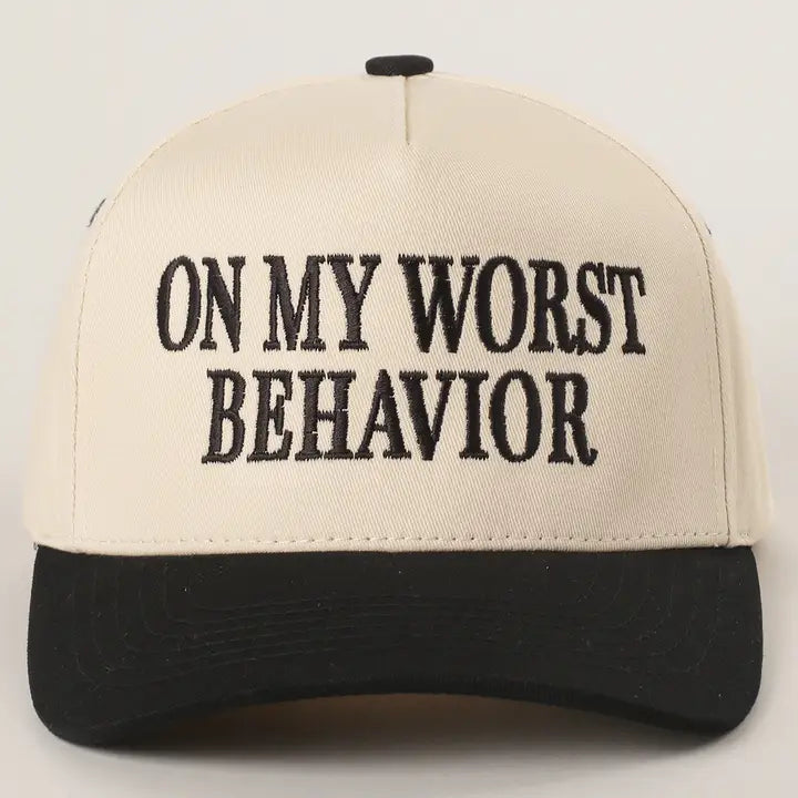 On My Worst Behavior Embroidered Trucker Hat