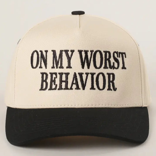 On My Worst Behavior Embroidered Trucker Hat
