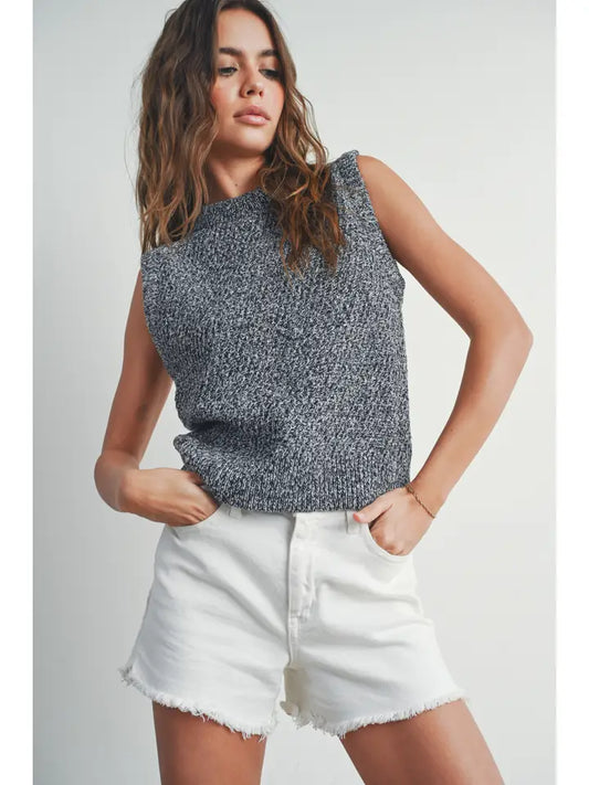 Sleeveless Crew Neck Sweater Knit Vest