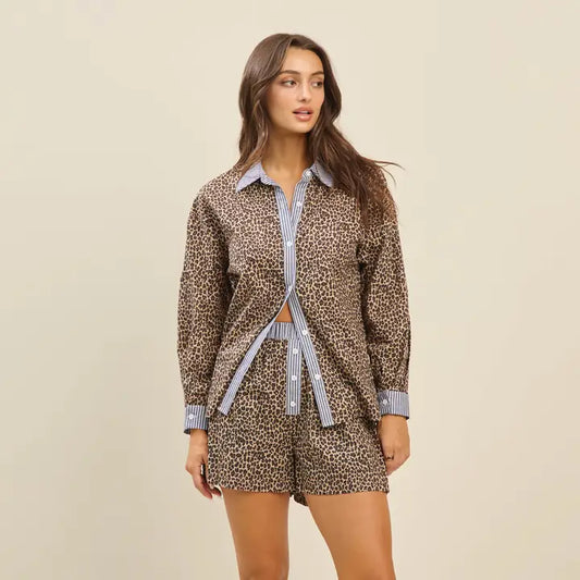 Leopard Shirt & Shorts Set