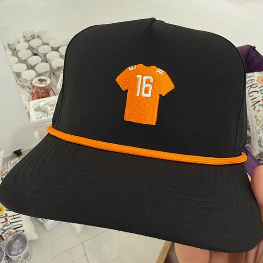 Orange Jersey #16 Hat, Black