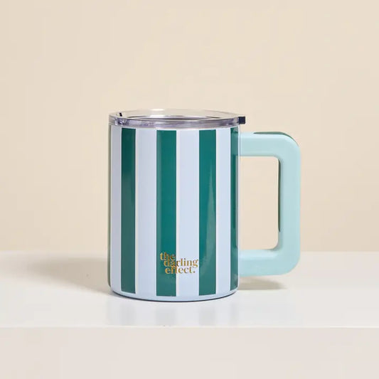 14 oz Insulated Mug–Sicily Stripes Teal