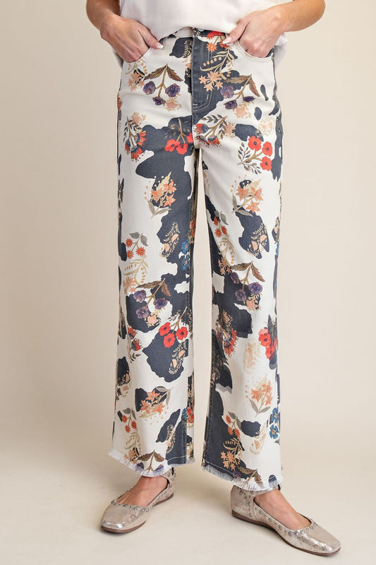 COW FLORAL PRINT PANTS