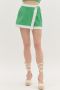 Solid wrap tie pull-on high waist skort