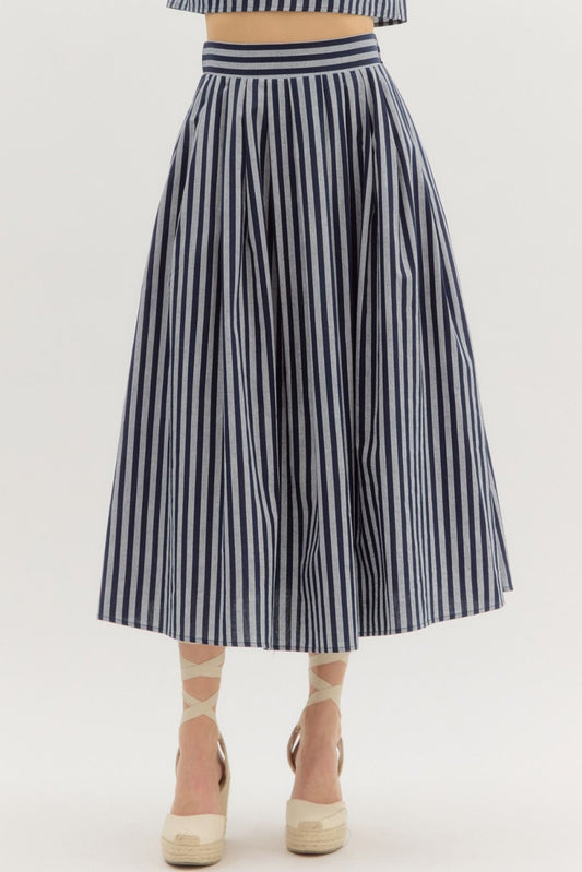 Striped Pattern Midi Skirt