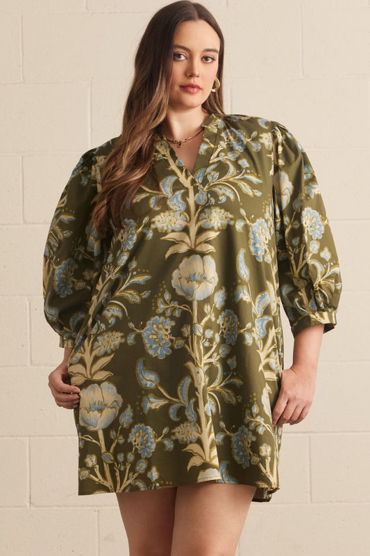 PLUS SIZE MINI FLORAL DRESS