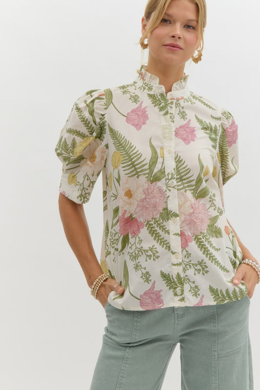 short puff sleeve blouse