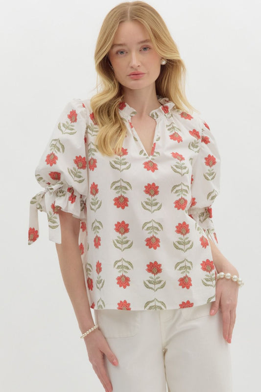 Floral Print Ruffle Top
