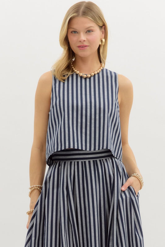 Stripe Pattern Sleeveless Top