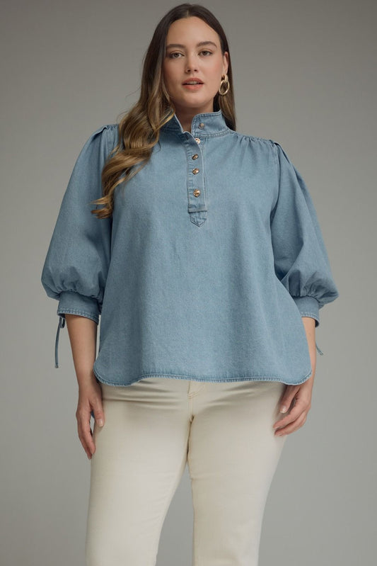 PLUS SIZE DENIM TOP