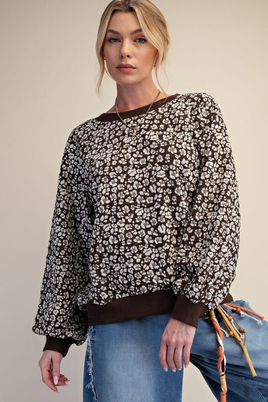 FLORAL PATTERN KNIT PULLOVER