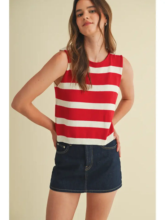 Striped Sleeveless Sweater Vest