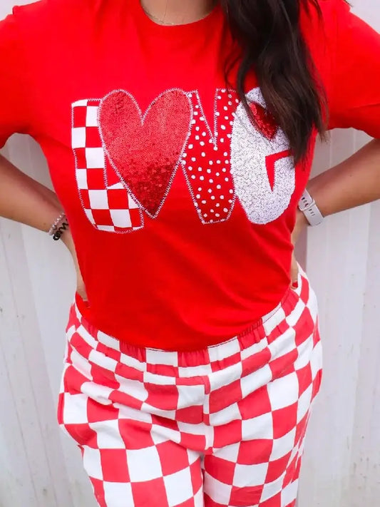 Love Heart Valentine's Day Embroidered Short Sleeve