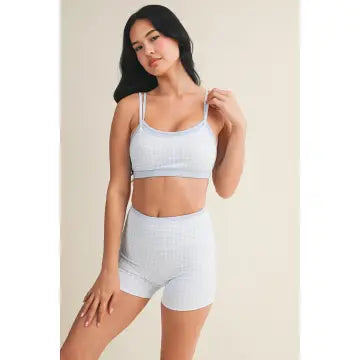 Gingham Print Double Layered Sports Bra
