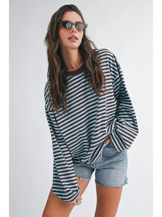 Oversized Stripe Long Sleeve Top