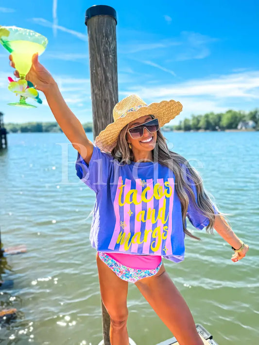 Striped Tacos & Margs Graphic Tee