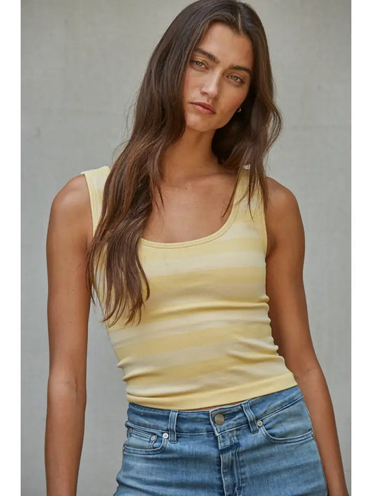Knit Striped Seamless Padded Tank Top