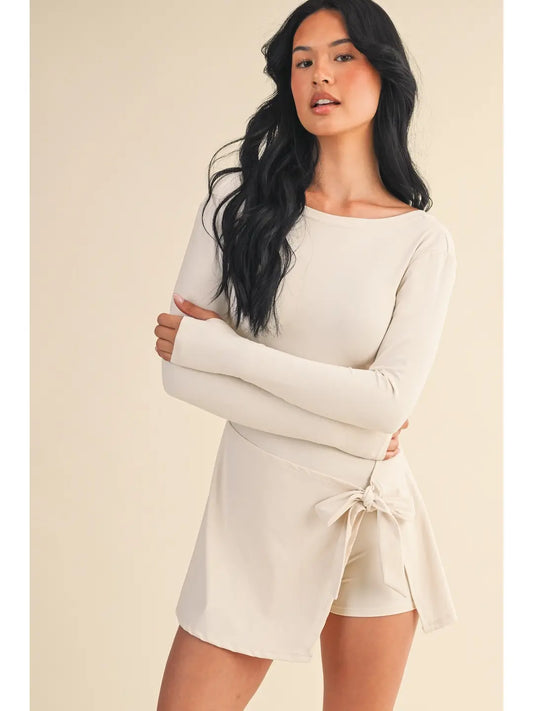 Long Sleeve Wrap Tie Front Dress